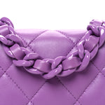Lambskin Quilted Mini Lacquered Chain Flap Purple