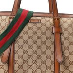 Monogram Medium Lady Web Boston Bag Beige Cuir