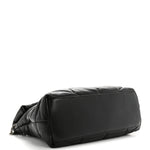 Lambskin Quilted Medium Loulou Puffer Monogram Chain Satchel Black