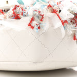 Calfskin Woven Fabric Rumbag Flap Blue White