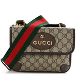 GG Supreme Monogram Web Small Neo Vintage Double Flap Messenger Bag Beige New Acero