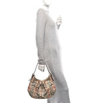 Haymarket Check Calfskin Claudia Drawstring Hobo Gold