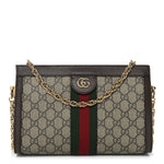 GG Supreme Monogram Web Small Ophidia Chain Shoulder Bag Brown