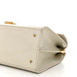 Smooth Calfskin Medium Classic Monogram Cassandra Top Handle Crema Soft Rouge Legion