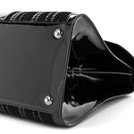 Canvas Patent Calfskin MM Brillant Satchel Black