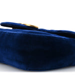 Velvet Matelasse Mini GG Marmont Shoulder Bag Cobalt Blue