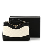 Shiny Crumpled Calfskin Quilted Nano 31 Shopping Bag White Black