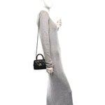 Caviar Quilted Coco Handle Clutch With Chain Black