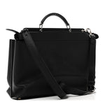 Cuoio Romano Selleria Vitello Grace Glazed Fabric FF 1974 Large Peekaboo Iconic Essential Satchel Black