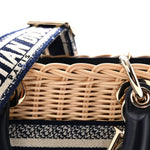 Wicker Oblique Dioriviera Medium Lady D-Joy Bag Blue