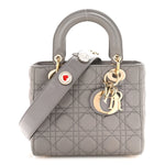 Lambskin Cannage Small Lucky Badges My Lady Dior Grey