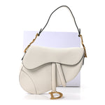Grained Calfskin Saddle Bag White