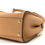 Vitello Seta Canvas FF Embroidered Mini Peekaboo Iconic Satchel Miele Scuro Poudre