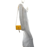 Calfskin Crocodile Embossed Kate Monogram Tassel Chain Wallet Saffron