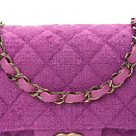 Tweed Quilted Mini Rectangular Flap Purple