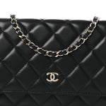 Lambskin Quilted Wallet On Chain WOC Black