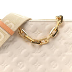 Lambskin Embossed Monogram Coussin PM Beige Cream