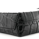 Calfskin Crocodile Embossed Logo Shopping Phone Holder Bag Black