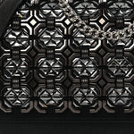 Suede Glitter Calfskin Embellished Paloma Clutch Black