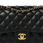 Caviar Quilted Medium Double Flap Black