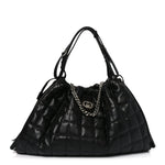 Calfskin Quilted Medium Deco Tote Bag Black