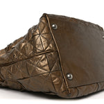 Metallic Aged Calfskin Quilted Origami Tote Bronze