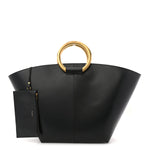 Smooth Calfskin Maxi Trapezoid Shopping Tote Black