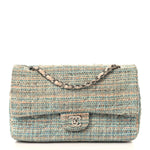 Tweed Quilted Medium Double Flap Blue Multicolor