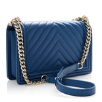Lambskin Chevron Quilted New Medium Boy Flap Blue