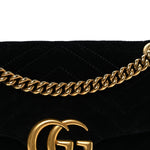 Velvet Matelasse Small GG Marmont Shoulder Bag Black