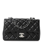 Lambskin Quilted Mini Rectangular Flap Black