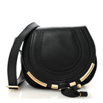Calfskin Mini Marcie Metal Bar Trim Crossbody Bag Black