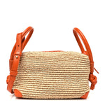 Raffia Calfskin Small Loop Top Handle Natural Burned Orange