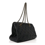 Calfskin Quilted Stitch Triptych Tote Black