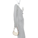 Canvas Calfskin Mini Ava Triomphe Shoulder Bag White