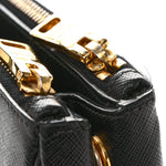 Saffiano Lux Medium Galleria Double Zip Tote Black