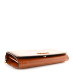 Calfskin Iconic Flap Wallet On Chain Clay Brown