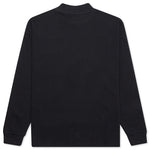Waffle Knit Mock Neck L/S Shirt - Black
