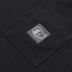 Waffle Knit Mock Neck L/S Shirt - Black