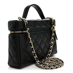 Caviar Quilted Top Handle Slim Vanity With Chain Black