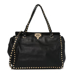 Vitello Medium Rockstud Tote Tote Black