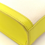 Canvas Calfskin Mini Vertical Cabas Neon Yellow