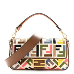 Canvas Ricamo Vitello King FF Multicolor Embroidered Baguette Grezzo Multicolor Gianduia