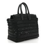 Raffia Calfskin The Studio Box Tote Black