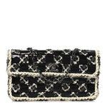 Tweed Patent Quilted Rectangular Flap Black White