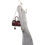 Calfskin Crocodile Embossed Mini Bel Air Carry All Bag Dark Burgundy