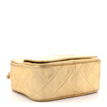 Metallic Lambskin Quilted Camera Case Gold