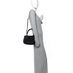 Boarded Dyana Lux Calfskin Web Monochrome Medium Bamboo 1947 Top Handle Bag Black