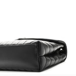 Calfskin Y Quilted Monogram Monochrome Small Loulou Chain Satchel Black