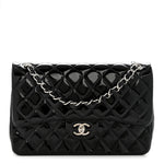 Patent Quilted Jumbo Double Flap Black